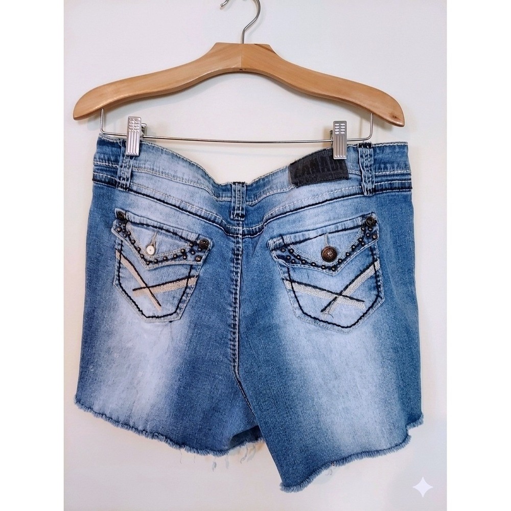 Zanadi Womens Shorts Denim Size 16W Distressed Studded Flap Pocket